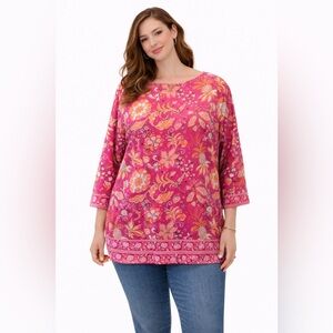 Talbots- Pink and Orange Boxy 3/4 Sleeve Blouse Size‎ 1X